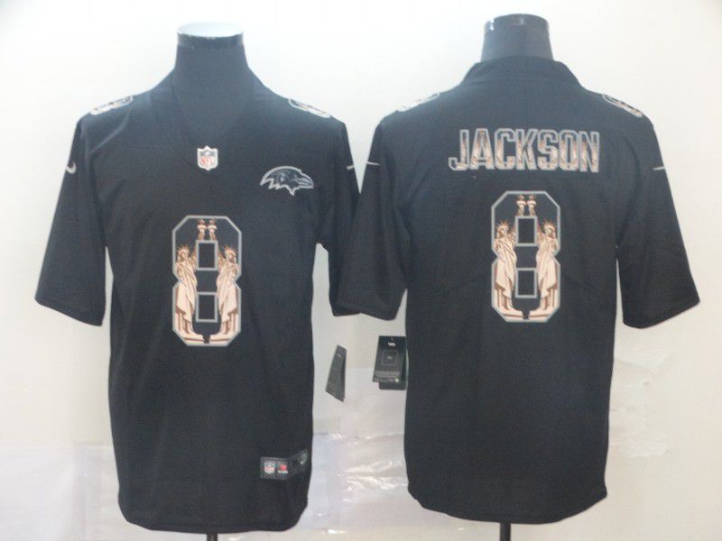 Men Baltimore Ravens #8 Jackson Black Goddess fashion Edition Nike NFL Jerseys